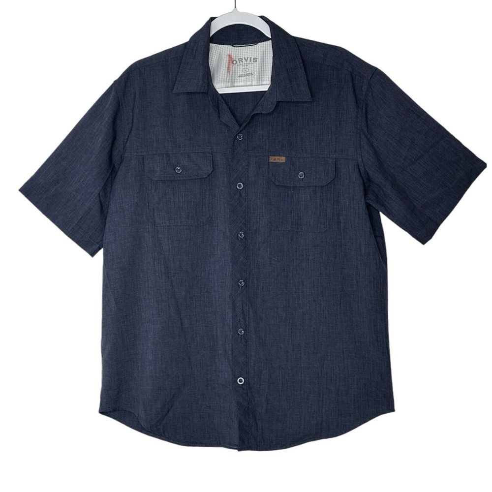 Orvis Mens Classic Collection Breathable Short Sleeve Button Up Shirt Size Large
